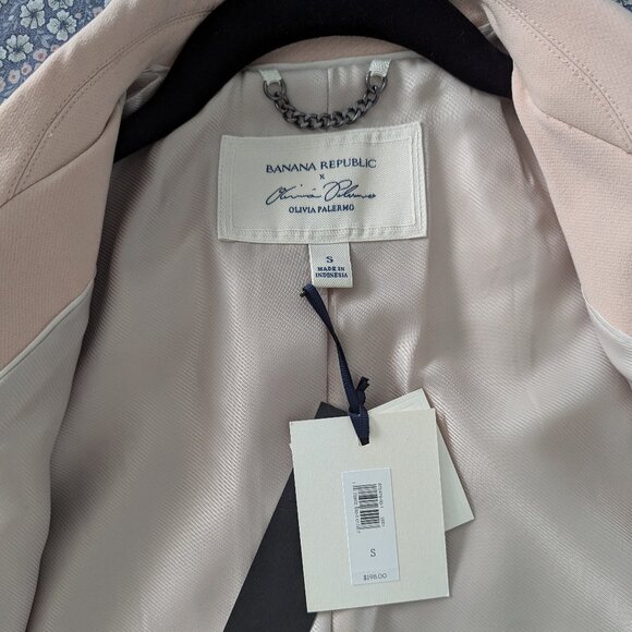 NWT Banana Republic x Olivia Palermo |Women's Ruffle Accent Coat Wispy Pink S - Picture 3 of 7